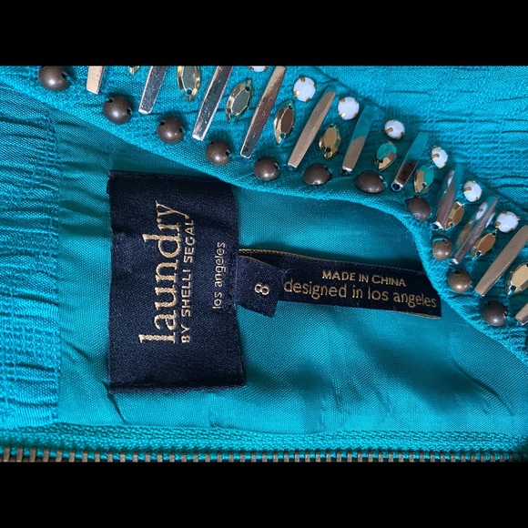 Laundry by Shelli Segal Teal Dress w/ bead detail - Picture 4 of 5